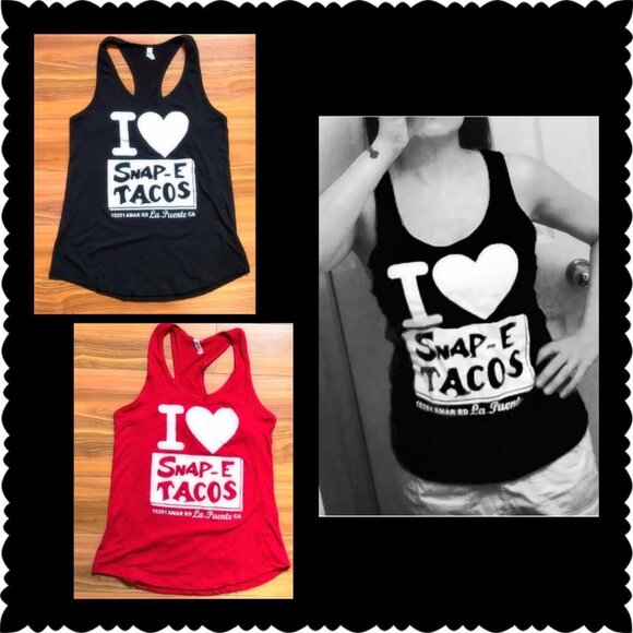 Authentic Women's Snap-E Tacos La Puente Black Tank Top - Picture 2 of 6